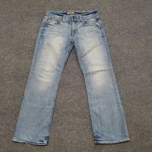 BKE Buckle Justin 32R (Meas 34x32 9.5" Rise) Boot Cut Regular Fit Med Jeans A1